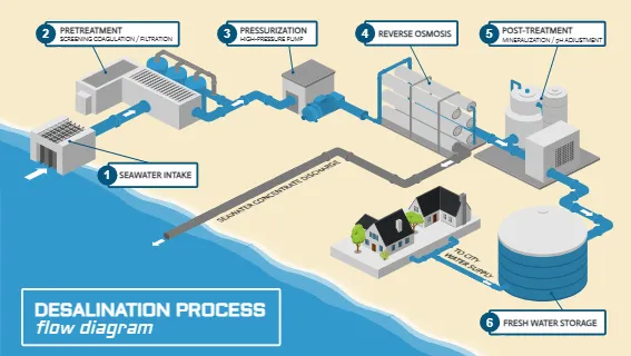 Desalination Process Flow Diagram